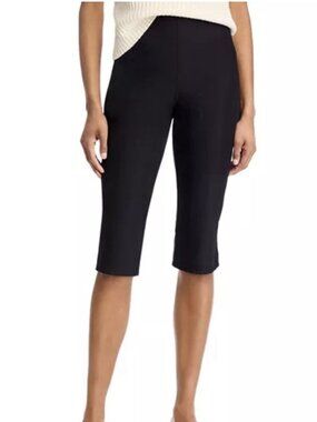Theory Capri Pant Womens 14 Black Side Zip Pedal Pusher Style Split Hem $245 NEW